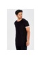 Peraluna Kol Ucu Desenli Uzun Siyah Pamuklu Erkek T-Shirt-Siyah