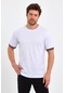 MMetalic Erkek Basic Kolları Şeritli %100 Pamuk Bisiklet Yaka Regular Fit T-shirt 001 Beyaz