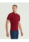 Süvari %100 Pamuk Dar Kesim Polo Yaka Bordo Erkek Tişört - XXL Bordo