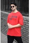 Weyeze Believe Enjeksiyon Baskılı Oversize T-shirt AC-Y36007LNS- Kırmızı
