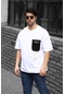 Weyeze Mood Nakışlı Cep Detaylı Oversize T-shirt AC-Y36015LNS- Beyaz