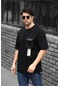 Weyeze Mood Nakışlı Cep Detaylı Oversize T-shirt AC-Y36015LNS- Siyah