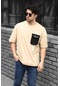 Weyeze Mood Nakışlı Cep Detaylı Oversize T-shirt AC-Y36015LNS- Vizon