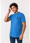 Achaeans Nakışlı Mavi %100 Pamuk Oversize Büyük Beden T-Shirt Mavi