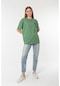 Achaeans Nakışlı Zeytin Yeşili Oversize Büyük Beden T-Shirt Koyu Yeşil