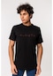 Horizon Nakışlı Siyah %100 Pamuk Oversize Büyük Beden T-Shirt Siyah