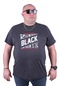 Mocgrande Büyük Beden Erkek Baskılı Tişört Black 23127 Antrasit Melanj-Antrasit Melanj