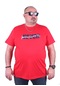 Mocgrande Büyük Beden Erkek Baskılı Tişört Never 23135 Kırmızı-Kırmızı