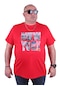 Mocgrande Büyük Beden Erkek Baskılı Tişört New York 23129 Kırmızı-Kırmızı