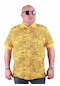 Mocgrande Büyük Beden Polo Yaka Tişört Şal Desen 23410 Sarı-Sarı