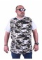 Mocgrande Büyük Beden Shoulder Line Camouflage Erkek Tişört 23147 Beyaz - Unisex