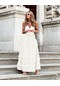 Avrupalı Ve Amerikalı Bayanlar Yeni Moda Trendi Düz Renk Çok Yönlü Yüksek Bel Örgülü Uzun Etek Beyaz