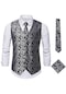Ikkb Sonbahar Giyim Yeni Moda Erkek İşlemeli Yelek - Gümüş - Siyah