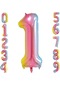 1 Bir Rakam Gökkuşağı Folyo Balon 34" Inc 76 CM