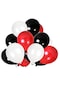 12 İnç Kırmızı Beyaz Siyah Balon 10 Adet