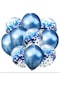 12 İnç Mavi Konfetili Karışık Balon 10 Adet