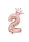 2 Rose Gold Rakam ve Kral Tacı Folyo Balon Doğum Günü Parti Kutlama Seti