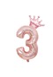 3 Rose Gold Rakam ve Kral Tacı Folyo Balon Doğum Günü Parti Kutlama Seti