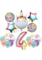 4 Yaş Gökkuşağı Konsepti Unicorn Temalı Doğum Günü Parti Kutlama Seti