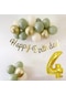 4 Yaş Küf Yeşili Deniz Kumu Ve Krom Gold Balonlu Konsept Doğum Günü Seti