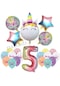 5 Yaş Gökkuşağı Konsepti Unicorn Temalı Doğum Günü Parti Kutlama Seti