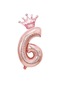 6 Rose Gold Rakam ve Kral Tacı Folyo Balon Doğum Günü Parti Kutlama Seti