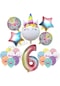6 Yaş Gökkuşağı Konsepti Unicorn Temalı Doğum Günü Parti Kutlama Seti