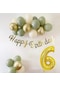 6 Yaş Küf Yeşili Deniz Kumu Ve Krom Gold Balonlu Konsept Doğum Günü Seti