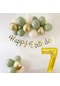 7 Yaş Küf Yeşili Deniz Kumu Ve Krom Gold Balonlu Konsept Doğum Günü Seti