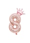 8 Rose Gold Rakam ve Kral Tacı Folyo Balon Doğum Günü Parti Kutlama Seti