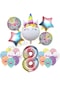 8 Yaş Gökkuşağı Konsepti Unicorn Temalı Doğum Günü Parti Kutlama Seti