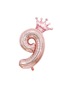 9 Rose Gold Rakam ve Kral Tacı Folyo Balon Doğum Günü Parti Kutlama Seti