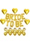 Bride To Be Gold Folyo Balon Seti, 5 Adet Kalp Folyo Ve Lateks Balon