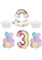 Gökkuşağı Bulut Konsepti 3 Yaş Doğum Günü Parti Kutlama Seti