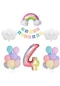 Gökkuşağı Bulut Konsepti 4 Yaş Doğum Günü Parti Kutlama Seti
