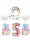 Gökkuşağı Bulut Konsepti 5 Yaş Doğum Günü Parti Kutlama Seti