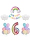 Gökkuşağı Bulut Konsepti 6 Yaş Doğum Günü Parti Kutlama Seti
