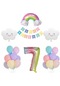Gökkuşağı Bulut Konsepti 7 Yaş Doğum Günü Parti Kutlama Seti