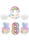 Gökkuşağı Bulut Konsepti 8 Yaş Doğum Günü Parti Kutlama Seti