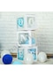 One Yazılı Beyaz Kutu ve Balon Seti Erkek Bebek 1 Yaş Doğum Günü Kutlama