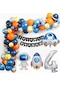 Uzay Temalı Doğum Günü Seti 4 Yaş ; 4 Adet Folyo Balon, 60 Adet Lateks Balon, Banner, Balon Zinciri ve Balon Bandı