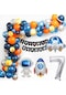 Uzay Temalı Doğum Günü Seti 7 Yaş ; 4 Adet Folyo Balon, 60 Adet Lateks Balon, Banner, Balon Zinciri ve Balon Bandı