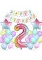 Gökkuşağı Konsepti 2 Yaş Doğum Günü Parti Kutlama Seti; Rakam Ve