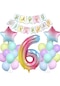 Gökkuşağı Konsepti 6 Yaş Doğum Günü Parti Kutlama Seti Rakam Ve