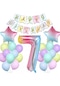 Gökkuşağı Konsepti 7 Yaş Doğum Günü Parti Kutlama Seti Rakam Ve