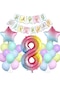 Gökkuşağı Konsepti 8 Yaş Doğum Günü Parti Kutlama Seti Rakam Ve