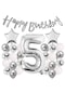 Gümüş Konsept 5 Yaş Doğum Günü Kutlama Seti Beyaz Gümüş Konfetili