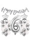 Gümüş Konsept 6 Yaş Doğum Günü Kutlama Seti Beyaz Gümüş Konfetili