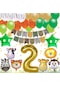 Safari Konsepti 2 Yaş Doğum Günü Parti Kutlama Seti; Rakam ve Yıldız Folyo, Banner ve Balon Zinciri