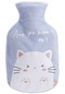 Ww Peluş Su Dolu Sıcak Su Şişesi Beyaz Kedi Mavisi